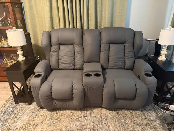 Recliner love seat with console