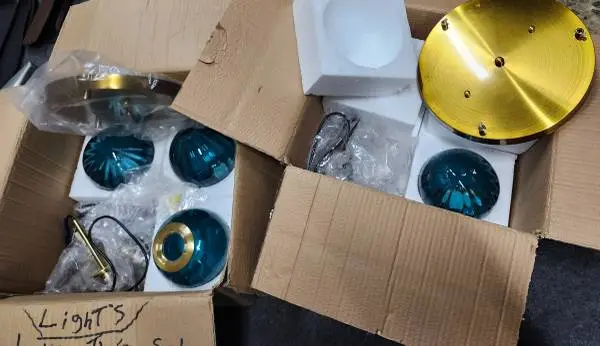 Gold and Blue Pendant Light Fixtures
