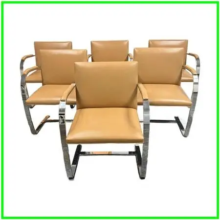 Ludwig Mies Van Der Rohe For Knoll Brno Armchairs, Set Of Six