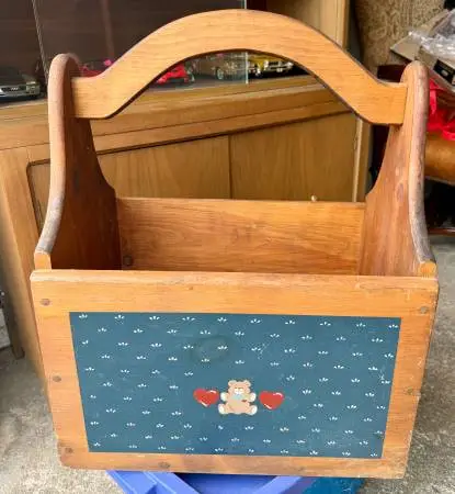 Antique Wooden Caddy, Storage Box, Magazine Box