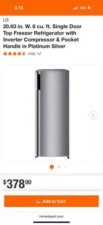 LG REFRIGERATOR 6 CU.FT. NEW IN A BOX. LRONC0605V