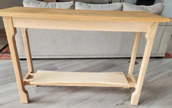 Unique Design Sofa Console Table Crafted in Choice Grain Oak