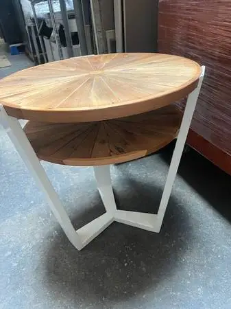 Side Table Wood-White Round
