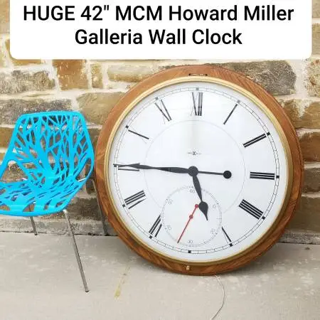 HOWARD MILLER MCM EXTRA LARGE 42 WOODEN FRAME GALLERIA WALL CLOCK EL