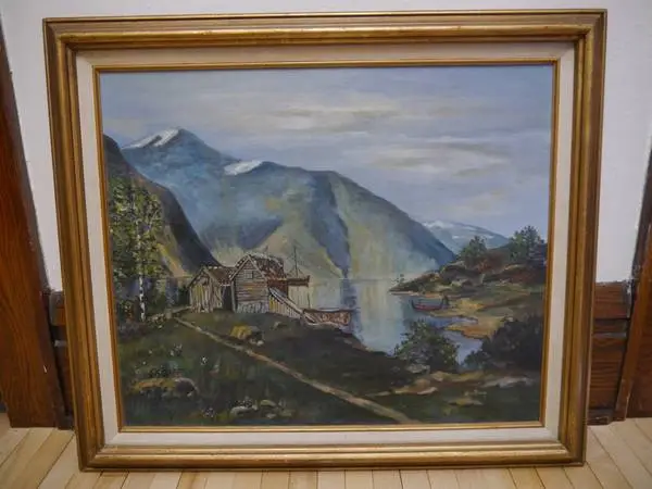Lg. Acrylic on Canvas Painting Beautiful Norway By Alise Pamp