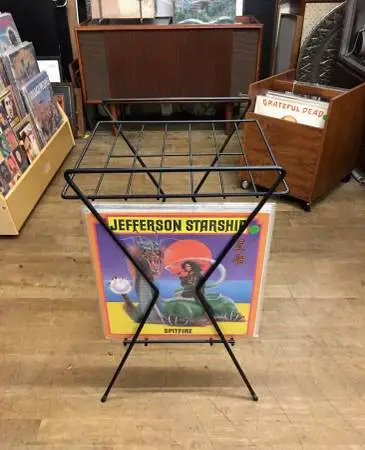 MCM Metal Wire Vinyl Record Rack Turntable Stand