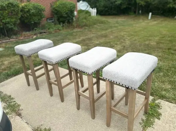 Gray Upholstered Backless Bar Stool Set Of 4
