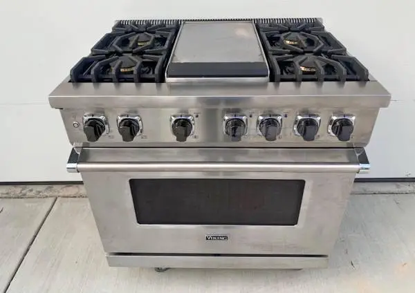 Viking 36” stainless steel dual fuel gas range stove