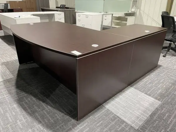 9 Colors New 5.5 x 5.5 Bow Front L Shaped Desk w/2 Drawer File