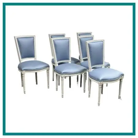 Louis Xvi Style White Washed Dining Side Chairs, Set Of Six