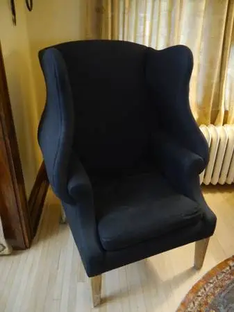 Black Linen Wing backed Chair