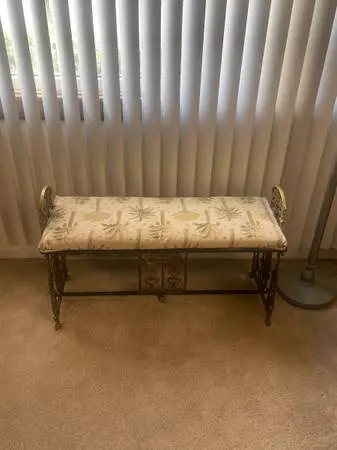 Vintage 1920’s Oscar Bach Attributed Vanity Bench Gorgous Patina Gilded Cast I