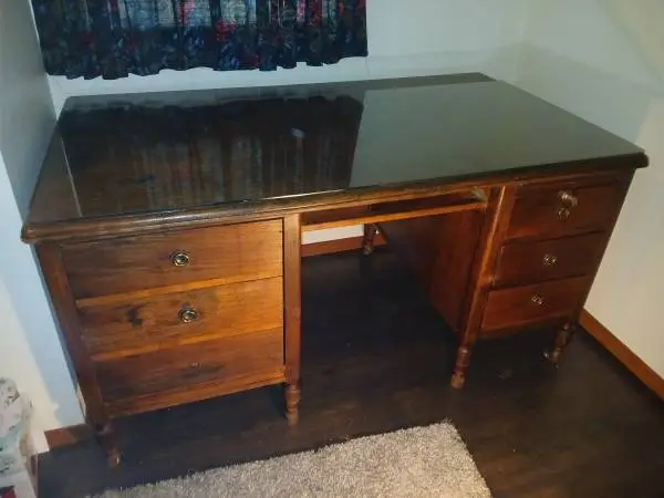 D7 Large Vintage Wood Executive Desk OBO