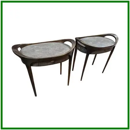 R&y Augousti Black Shagreen Side Tables, Pair