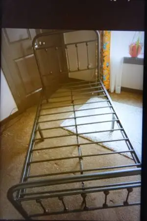 Twin bed frame with headboard/footboard, metal. Exc. condition