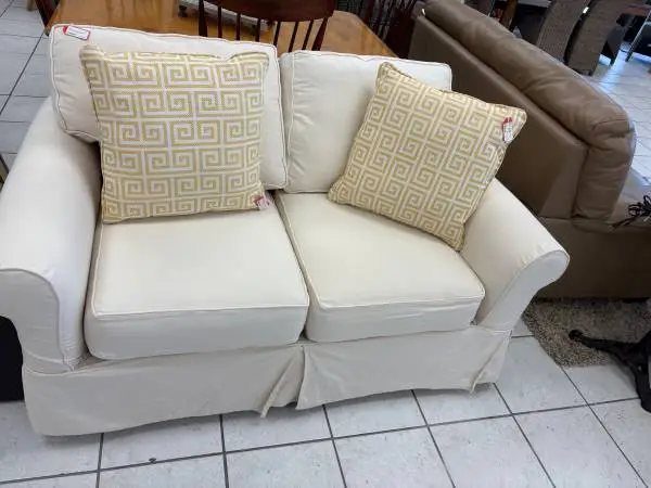 Rowe Cream Slipcovered Loveseat