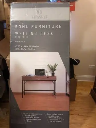 New Walnut Finish Large Writing Desk Laptop Computer 47x 19x 30