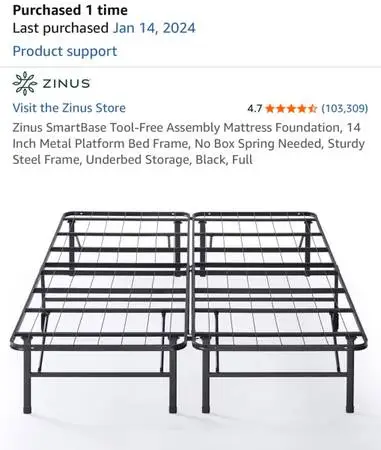 AVAILABLE ZINUS FULL SZ Mattress Foundation,