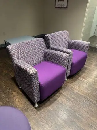Club Chairs by Steelcase Office Furniture in designer Purple Fabric