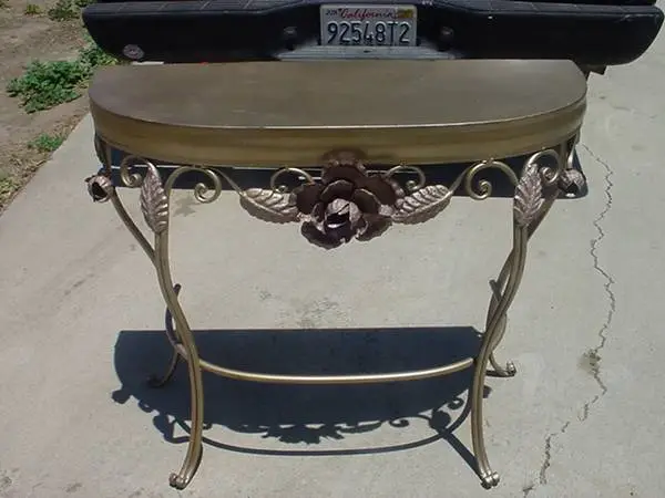 entry sofa hall table all metal big flower on the front