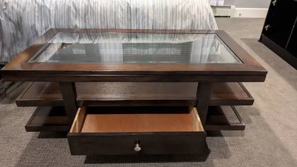 Coffee table with glass top