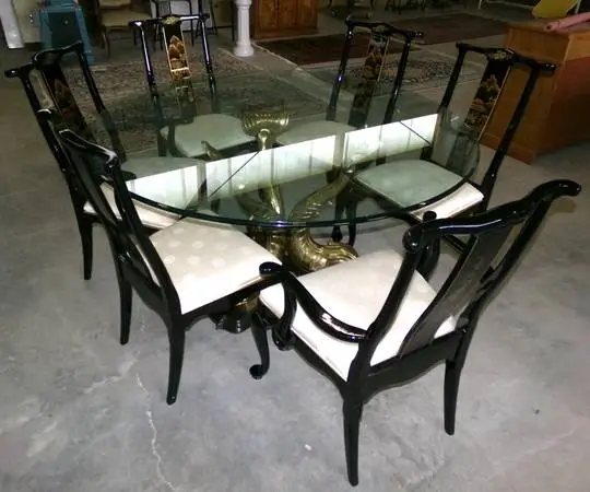 Vintage BRASS koi Fish Table Hollywood Regency Style & 4 Pam Bolick La