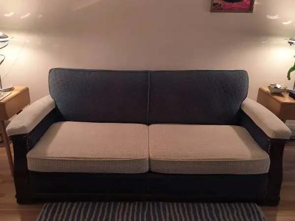 Vintage Iron Wool upholstered sofa and chair