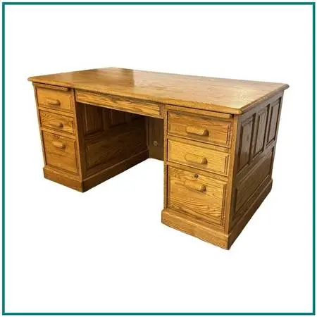 Noriega Furniture Smith Oak Executive Desk. Estimate Price: $2,600