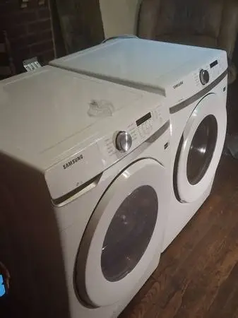 Samsung white stackable front loader washer and dryer