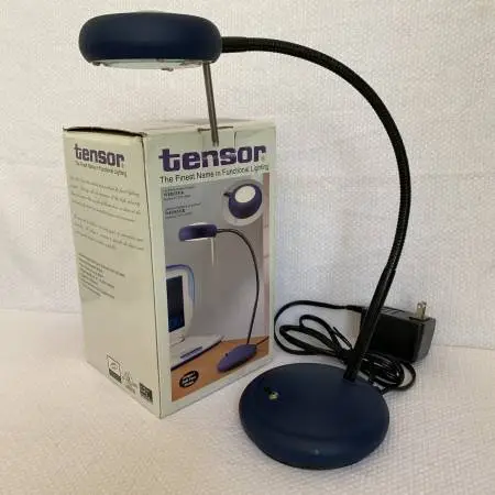 Tensor gooseneck halogen task light desk lamp, blue