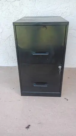 Two drawer file cabinet with keys