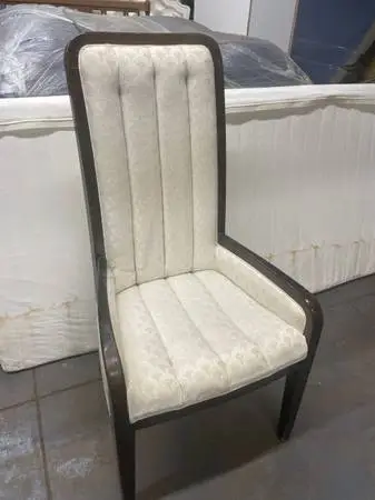 White Fabric Wooden Dining Living Room Kitchen Solid Wood Big Chair