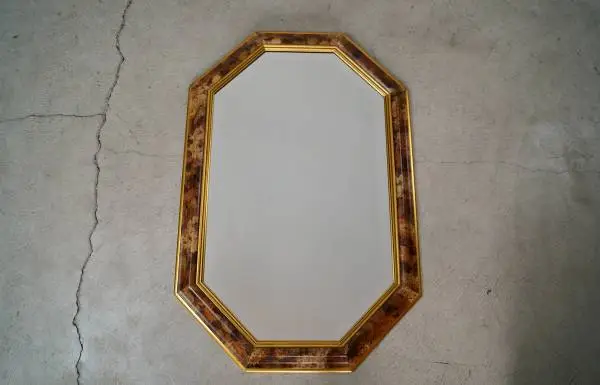 1970s Hollywood Regency Octagon Beveled Gilded Wall Mirror