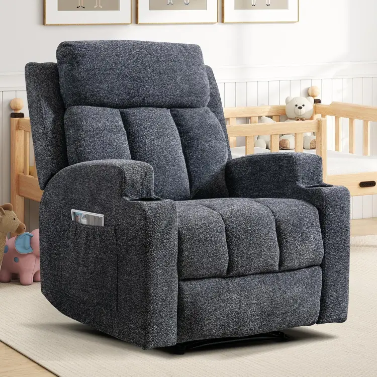Manual Recliner Chair with Massage & Heat, Overstuffed Fabric Reclining Chair(Free Home Delivery)