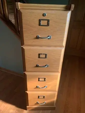 Solid Oak Wood 4-Drawer Vertical Filing Cabinet