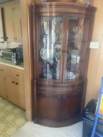 Antique Mahogany corner cabinet display hutch
