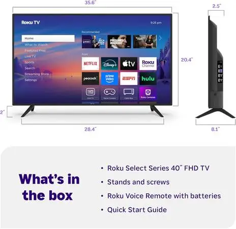 40 ROKU SMART TV (with New Wall Bracket + Roku Voice Remote)