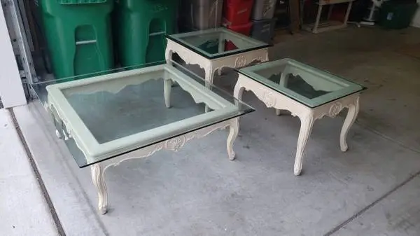 Luxury matching set of 3 glass top tables