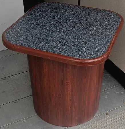Pedestal Occasional Table,Walnut Cylinder Base,Imitation Granite Top