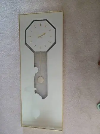 Vintage Floral Motif Mirror Clock - Works!