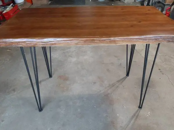 Top quality Firwood & Faux live edge desk with iron legs. New