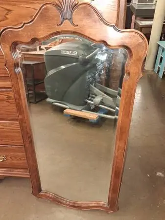 Gorgeous Walnut Shell Beveled Ethan Allen Mirror