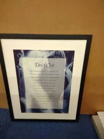 DONT QUIT Wood Framed Matted Artwork w/Glass New $229