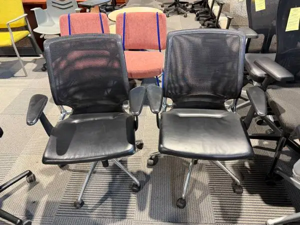 mid back Conference Chair by Vitra Meda in Black Vinyl & chrome base