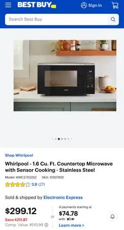 Whirlpool 1.6 Cu. Ft. Countertop Microwave