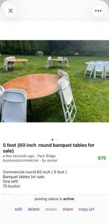 60 inch round banquet tables for sale