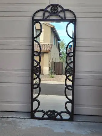 vintage wrought iron arched wall mirror