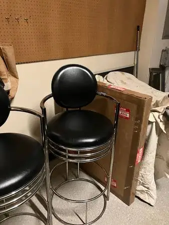 Set of Three DIA Chrome Arm Bar Stools