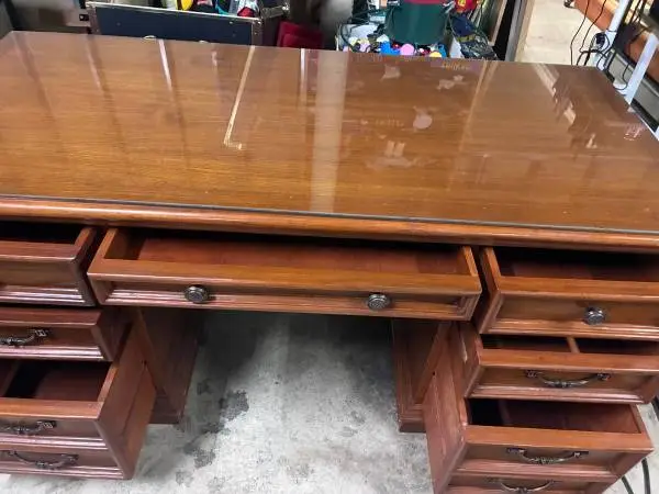 Wooden, Glass top Executive Desk