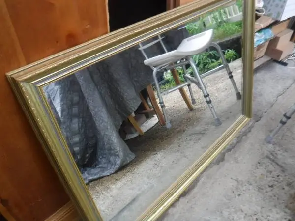 Gold Framed Beveled Glass Mirror 39W x 28H.